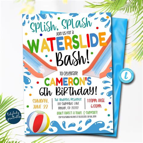 Printable Free Water Slide Invitation Template