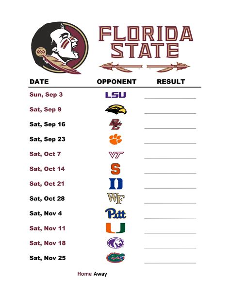 Printable Fsu Football Schedule