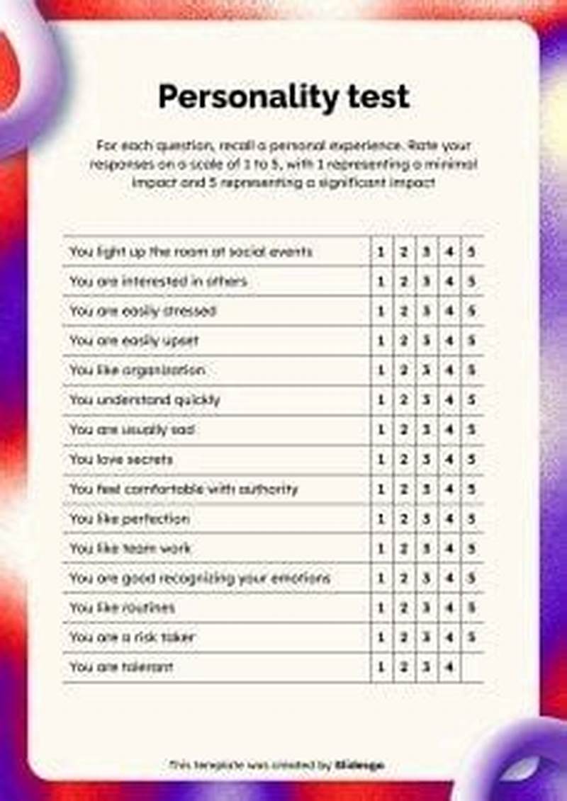 Printable Fun Personality Test With Answers