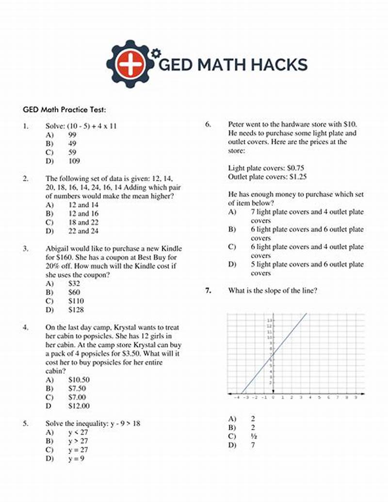 Printable Ged Math Practice Test With Answers