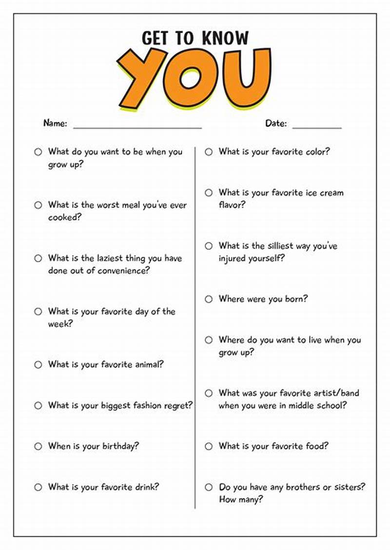 Printable Getting To Know You Questions