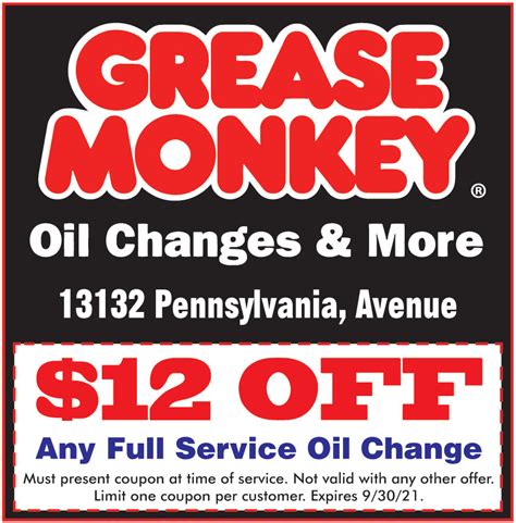 Printable Grease Monkey Coupons $25