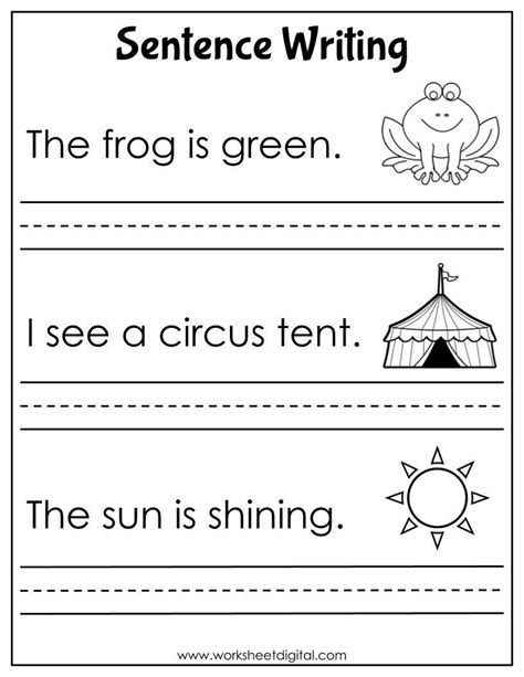Printable Handwriting Kindergarten Writing Sentences Worksheets