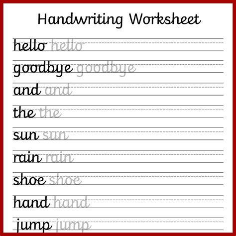 Printable Handwriting Worksheets Cursive