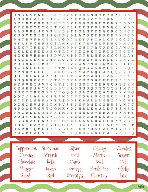 Printable Hard Christmas Word Search