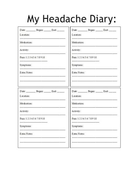 Printable Headache Journal