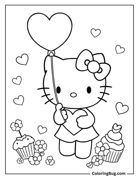 Printable Hello Kitty Valentines Day Coloring Pages