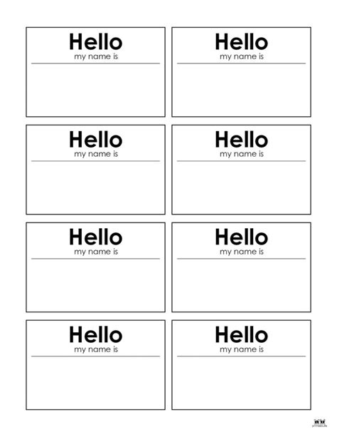 Printable Hello Name Tag