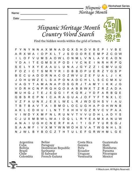 Printable Hispanic Heritage Month Activities