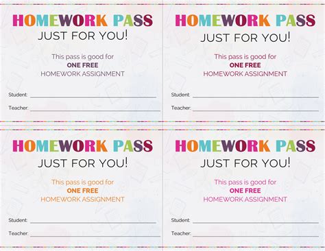 Printable Homework Pass