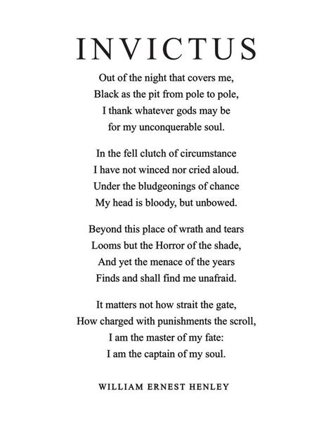 Printable Invictus Poem