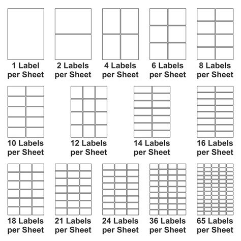 Printable Label Sizes