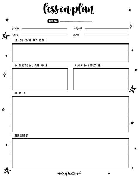 Printable Lesson Plan Template For High School Business On Word