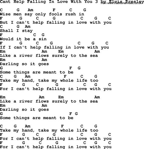 Printable Lyrics To Can Help Falling In Love Elvis