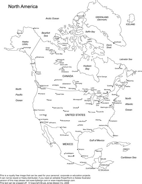 Printable Map North America