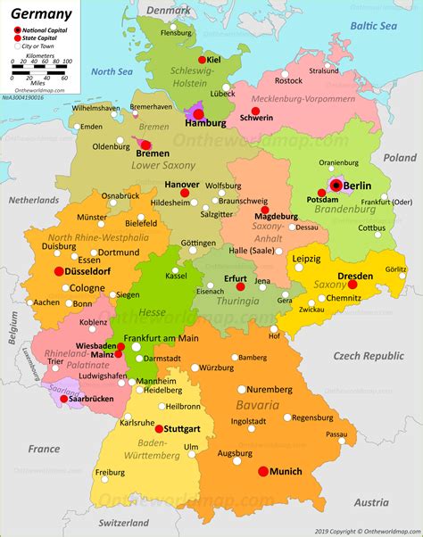 Printable Map Of Germany With Cities
