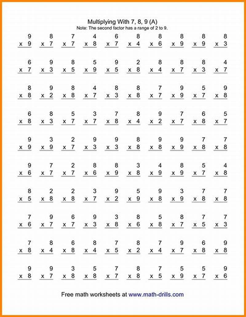Printable Math Facts Multiplication
