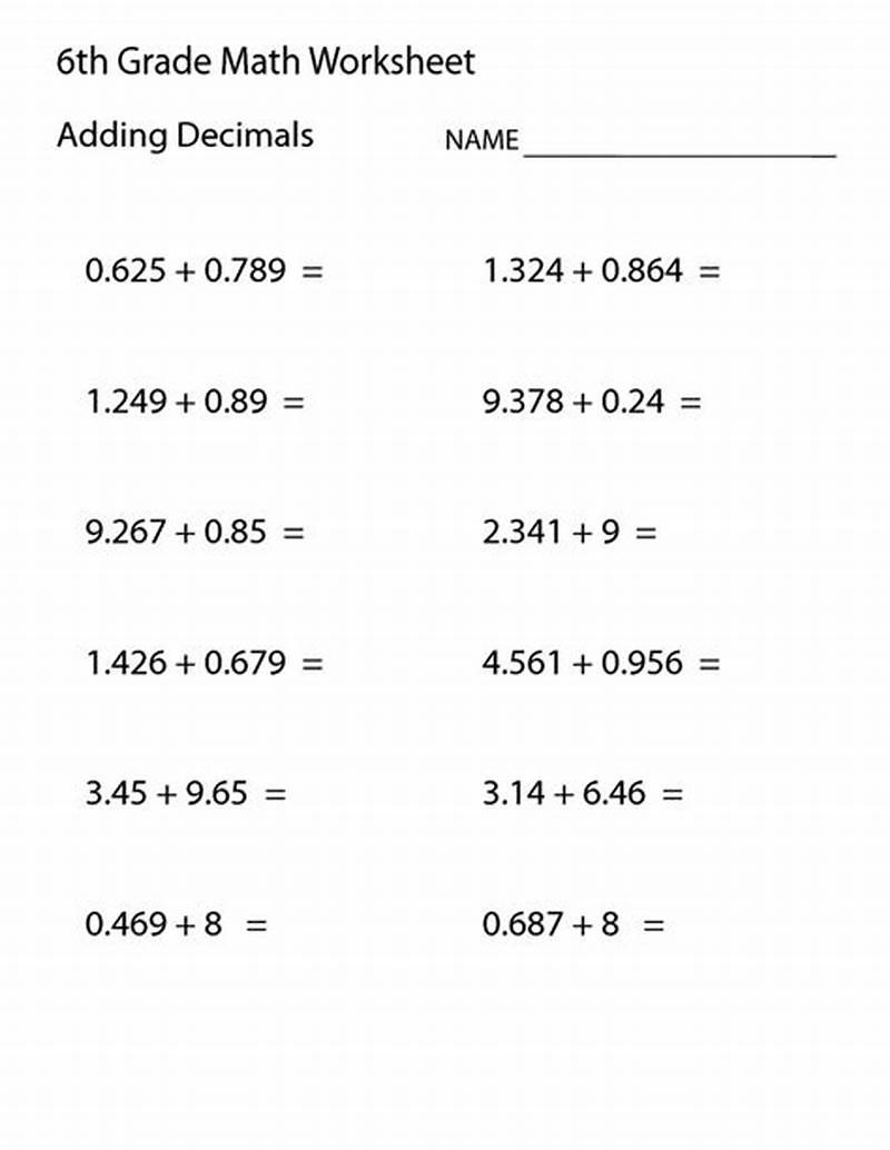 Printable Math Problems For 6th Graders