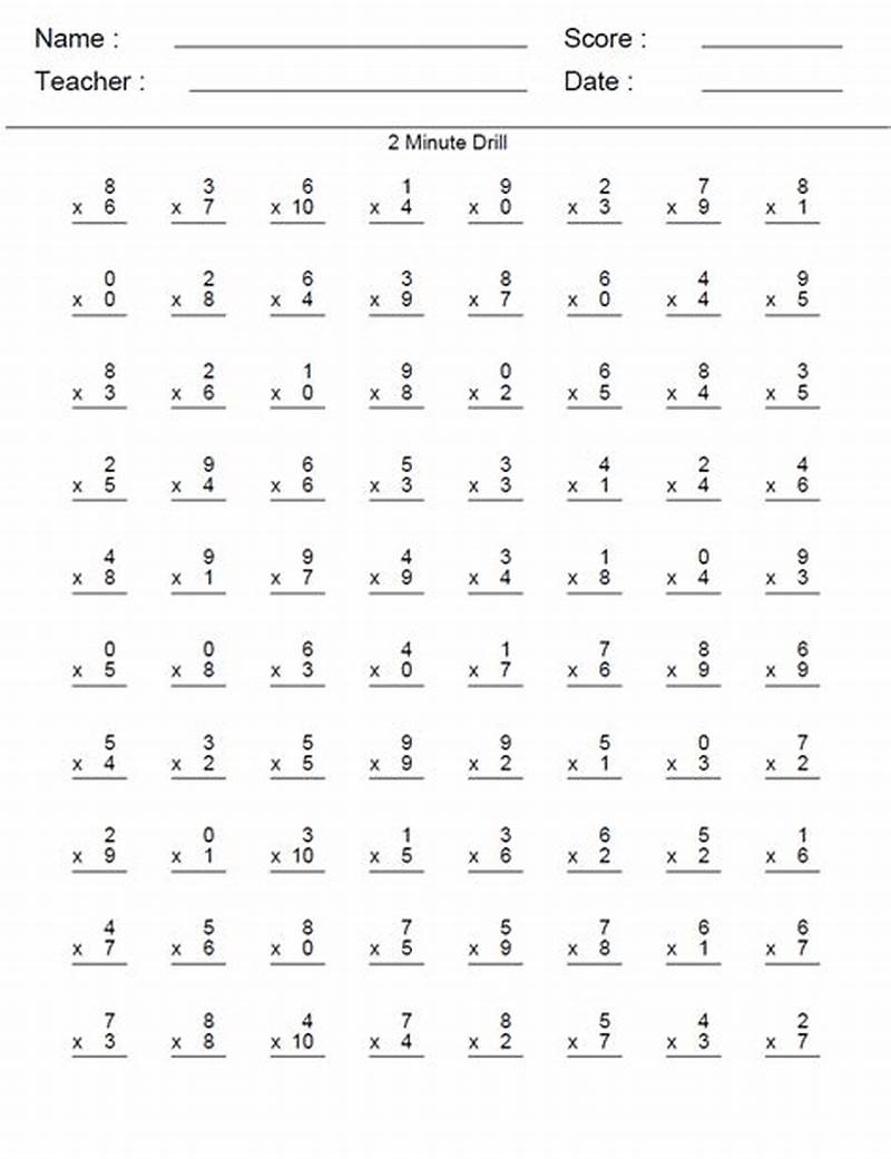 Printable Math Test