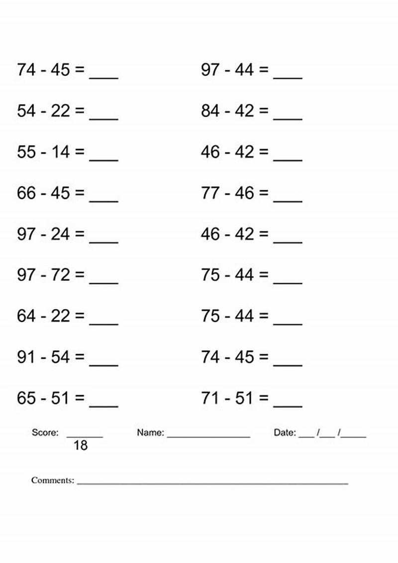 Printable Math Work Sheets