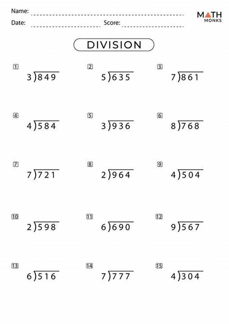 Printable Math Worksheets Division