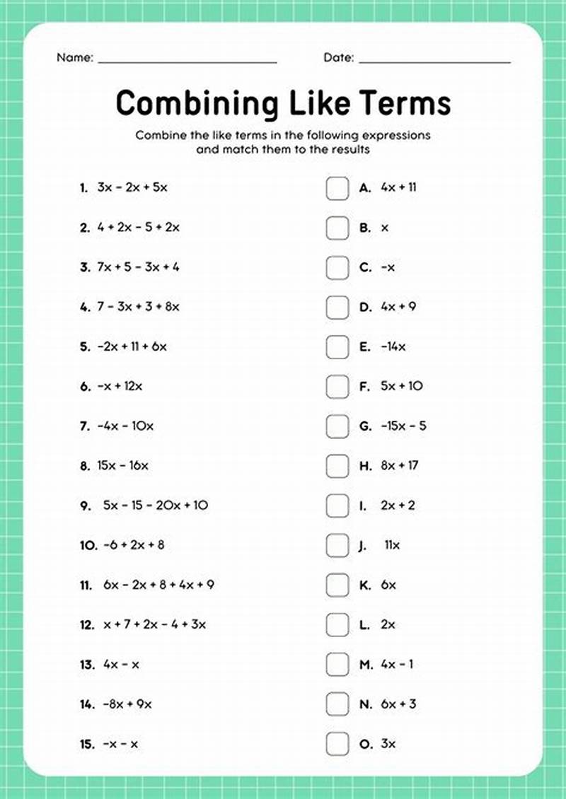 Printable Math Worksheets For 8th Graders