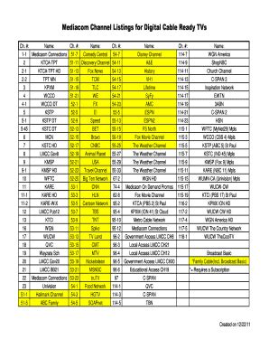 Printable Mediacom Tv Channel Guide