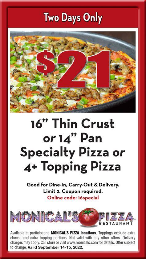Printable Monical's Pizza Coupons
