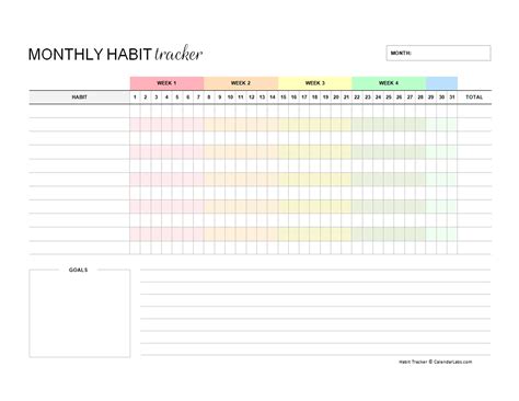 Printable Monthly Habit Tracker