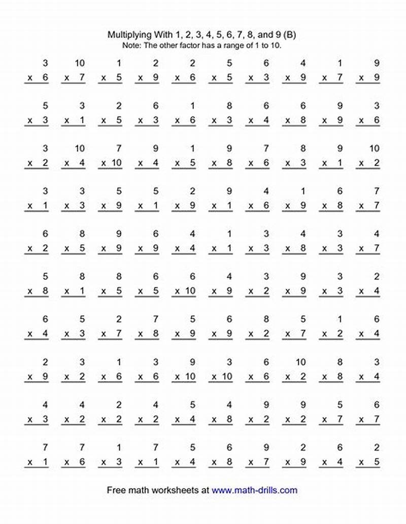Printable Multiplication Table Test