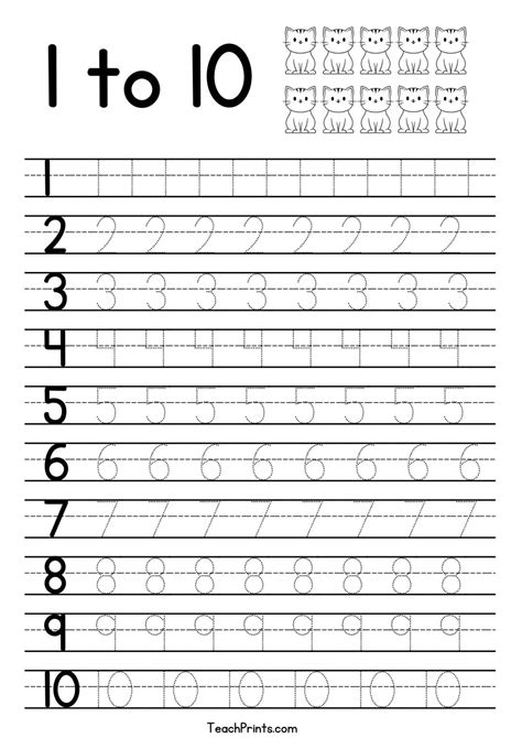 Printable Numbers 1 10 Tracing
