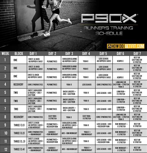 Printable P90x Workout Schedule
