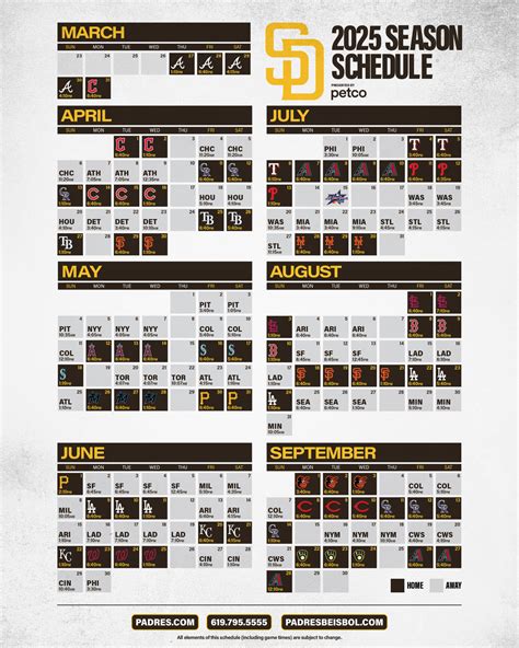 Printable Padres Schedule