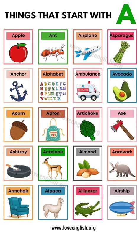 Printable Pictures That Start With The Letter A