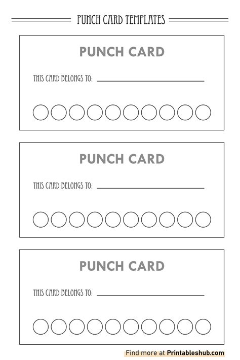 Printable Punch Card