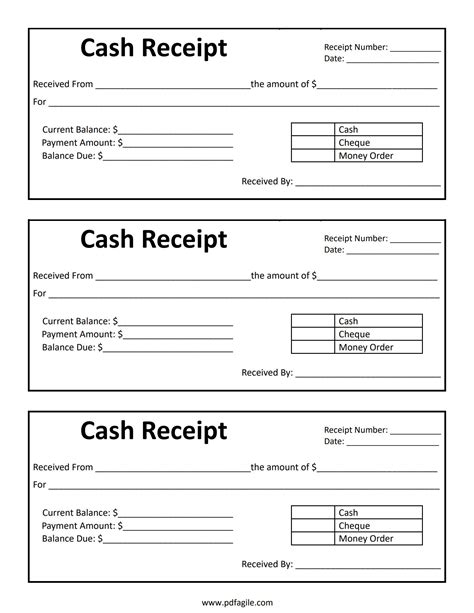 Printable Receipt For Cash Payment