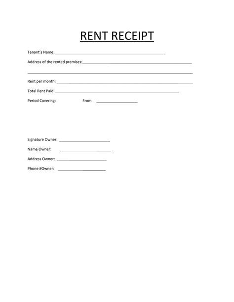 Printable Receipt For Rent