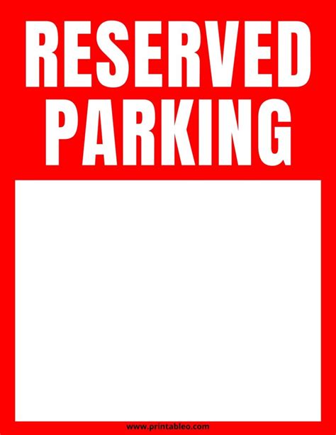 Printable Reserved Parking Signs
