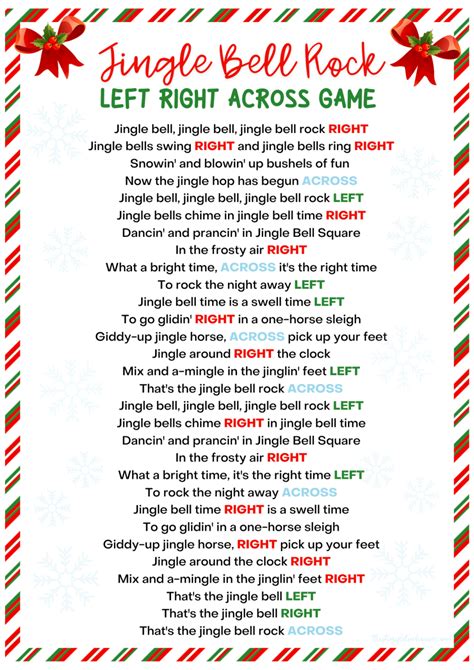 Printable Right Left Christmas Games
