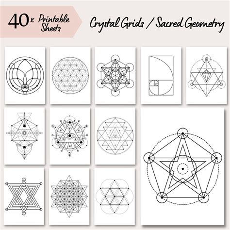Printable Sacred Geometry Crystal Grid For Money And Love