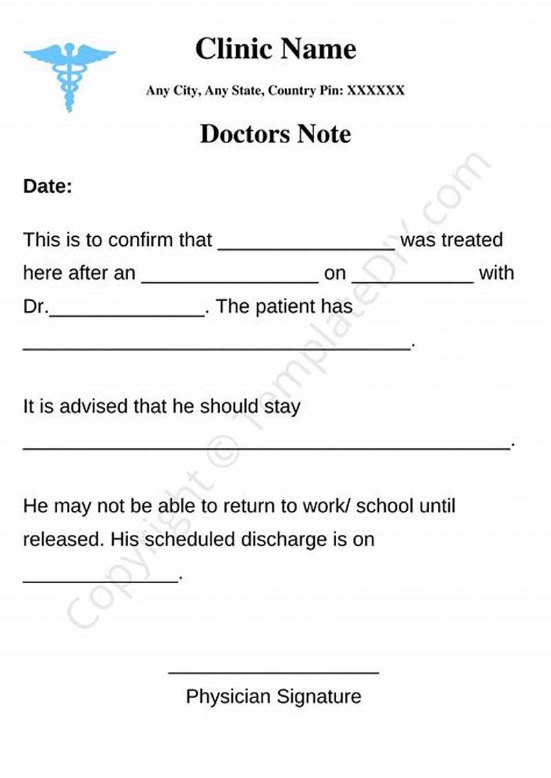 Printable Signed Real Doctors Note For Work