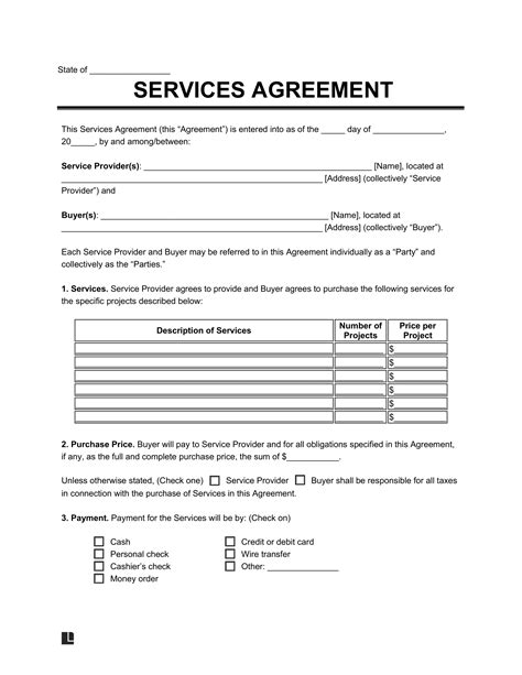 Printable Simple Service Agreement