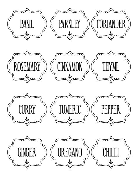 Printable Spice Labels