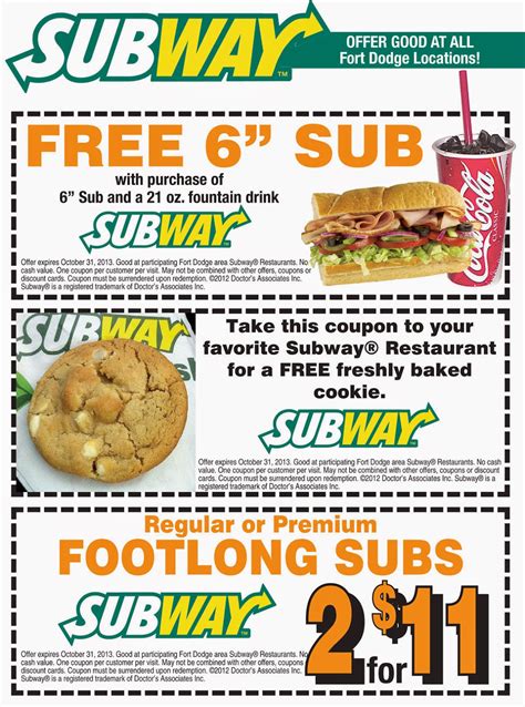 Printable Subway Coupons
