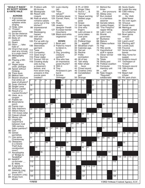 Printable Sunday Crossword Puzzles For Free