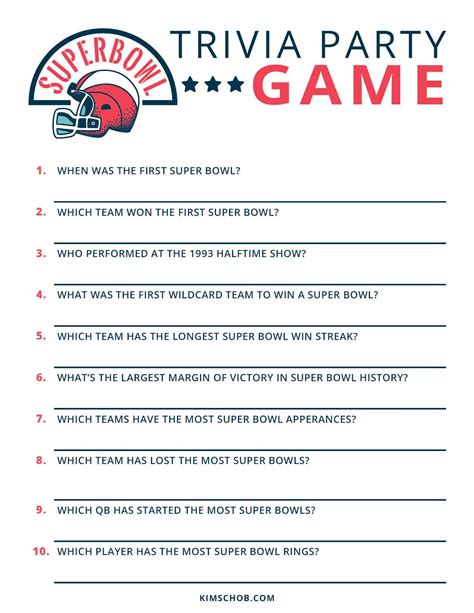 Printable Super Bowl Party Games