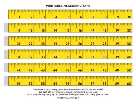 Printable Tape Measure Chart