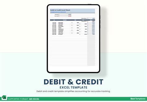 Printable Template With Date Account Title Credit And Debit