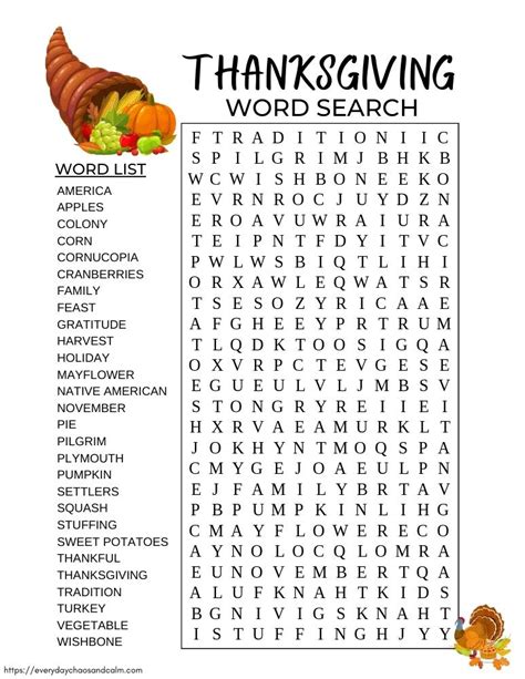 Printable Thanksgiving Word Searches