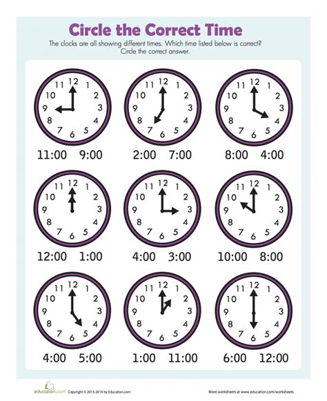 Printable Time Worksheets